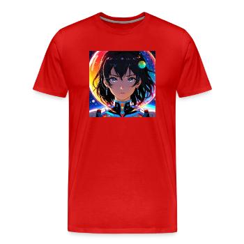 Fille fantastique dans l’espace - T-shirt bio Premium Homme - rouge - Devant - Damien (186cm)