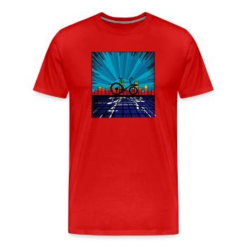 Soundwelle Lastenrad Omnium - Männer Premium Bio T-Shirt - Rot - Vorne - Damien (186cm)