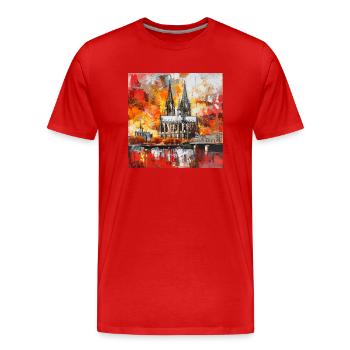 Cologne Cathédrale Ville Skyline Rhine Pont Bateau Museu - T-shirt bio Premium Homme - rouge - Devant - Damien (186cm)