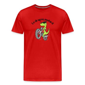 The biker dragon - Men's Premium Organic T-Shirt - red - Front - Damien (186cm)