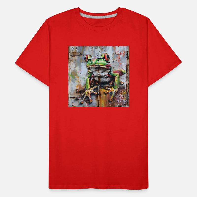 Graffiti green frog rusty surface Men's Premium Organic T-Shirt