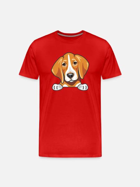 Peeking cute sad foxhound - Men's Premium Organic T-Shirt - red