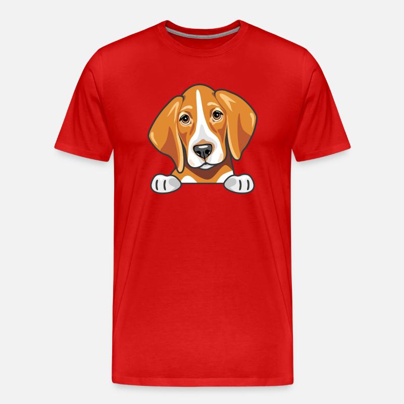 Coup d’œil mignon foxhound triste - T-shirt bio Premium Homme - rouge