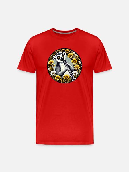 Clarinet Lemur - Men's Premium Organic T-Shirt - red