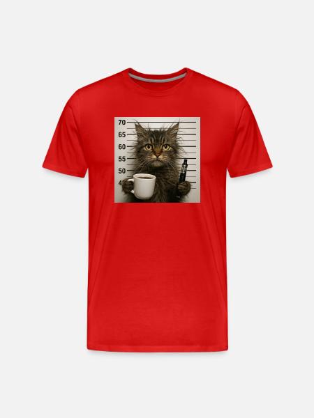 Mugshot Cat - Men's Premium Organic T-Shirt - red