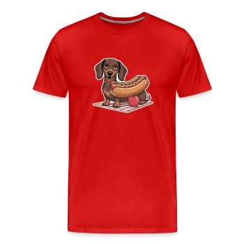Hot Dog Dog - T-shirt bio Premium Homme - rouge - Devant - Damien (186cm)