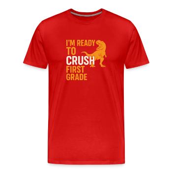 Schulanfang - Männer Premium Bio T-Shirt - Rot - Vorne - Damien (186cm)