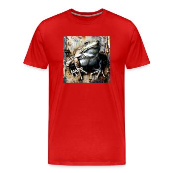 Graffiti Unke Kröte Frosch Rost Metall urban - Männer Premium Bio T-Shirt - Rot - Vorne - Damien (186cm)