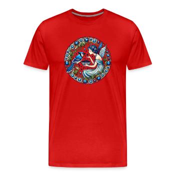 Blue Jay Fairy - Men's Premium Organic T-Shirt - red - Front - Damien (186cm)