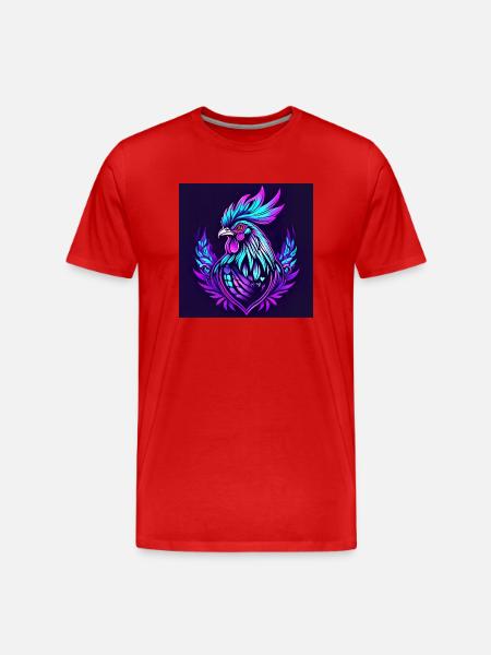 Rooster neon - Men's Premium Organic T-Shirt - red