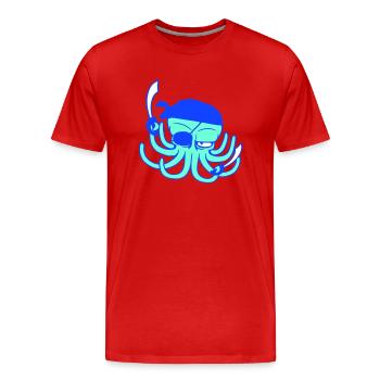 Oktopus Pirat Crew Kapitän Segler Freibeuter Segel - Männer Premium Bio T-Shirt - Rot - Vorne - Damien (186cm)