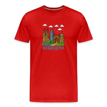 Barcelona City - Men's Premium Organic T-Shirt - red - Front - Damien (186cm)