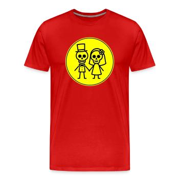Mariage squelette drôle couple - T-shirt bio Premium Homme - rouge - Devant - Damien (186cm)