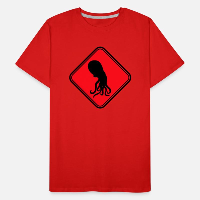 Octopus Danger Sign Caution Warning Men's Premium Organic T-Shirt