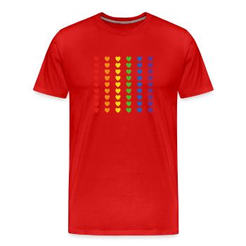 Drapeau arc-en-ciel coeurs - T-shirt bio Premium Homme - rouge - Devant - Damien (186cm)