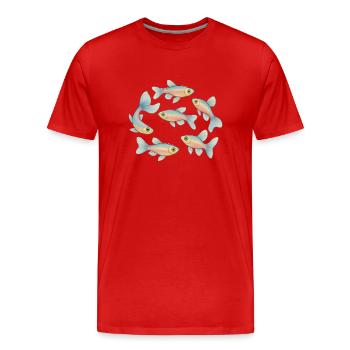Pastellfische im Schwarm - Männer Premium Bio T-Shirt - Rot - Vorne - Damien (186cm)