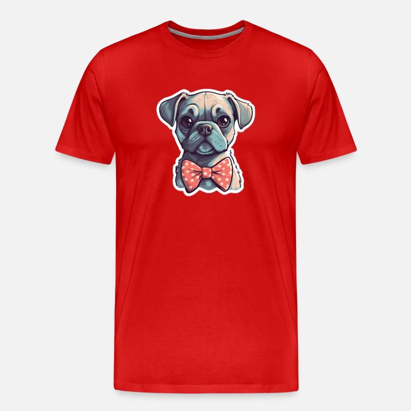Ein süßer Hund mit Fliege - Männer Premium Bio T-Shirt - Rot
