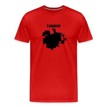 Compton Schwarz - Männer Premium Bio T-Shirt - Rot - Vorne - Damien (186cm)