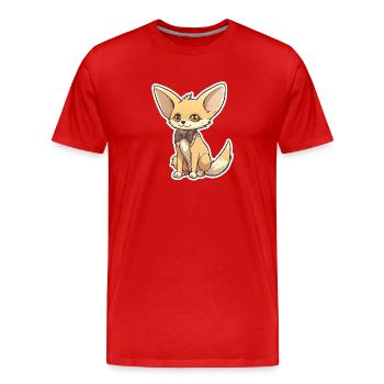A cute fennec fox wearing a bowtie - Men's Premium Organic T-Shirt - red - Front - Damien (186cm)