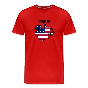 Compton, USA - Men's Premium Organic T-Shirt - red - Front - Damien (186cm)