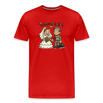Éternellement lié dans les liens amoureux - Dessin animé - T-shirt bio Premium Homme - rouge - Devant - Damien (186cm)