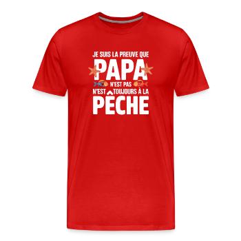 Daddy Fishing Fisherman Baby Infant Birth - Men's Premium Organic T-Shirt - red - Front - Damien (186cm)