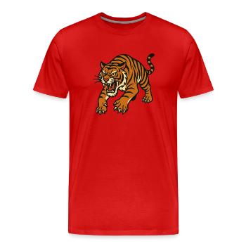Style de tatouage traditionnel Tiger - T-shirt bio Premium Homme - rouge - Devant - Damien (186cm)