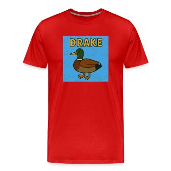Dra-ke Duck Cartoon - Men's Premium Organic T-Shirt - red - Front - Damien (186cm)