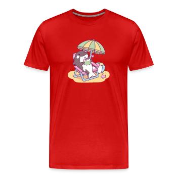 Cute Orca Chilling Under Beach Umbrella - Men's Premium Organic T-Shirt - red - Front - Damien (186cm)