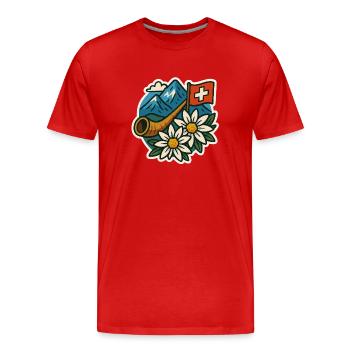 Schweizer tradition - Männer Premium Bio T-Shirt - Rot - Vorne - Damien (186cm)