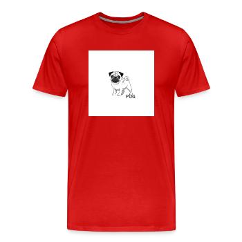 Der Mops - Männer Premium Bio T-Shirt - Rot - Vorne - Damien (186cm)