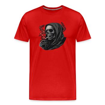Sensenmann mit Zigarette. - Männer Premium Bio T-Shirt - Rot - Vorne - Damien (186cm)
