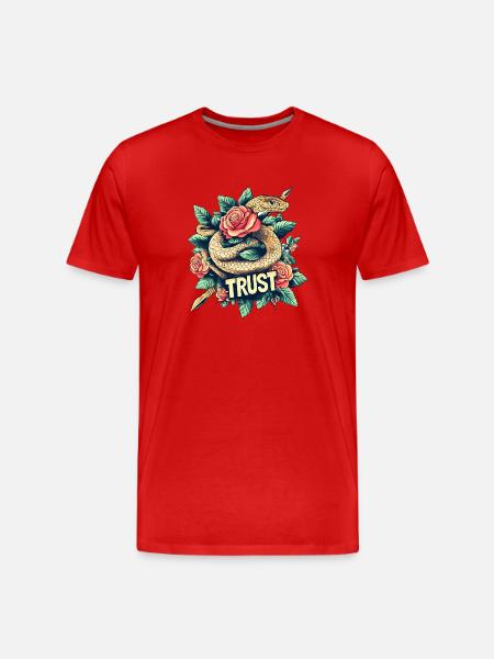 Trust – Snake & Roses. - Men's Premium Organic T-Shirt - red