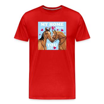 Paar liebende Pferde mit Herz - Männer Premium Bio T-Shirt - Rot - Vorne - Damien (186cm)