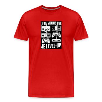 Ich altere nicht, ich steige auf - Männer Premium Bio T-Shirt - Rot - Vorne - Damien (186cm)