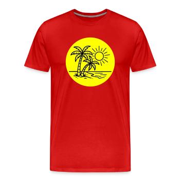 Île Palmier Symbole Vacances - T-shirt bio Premium Homme - rouge - Devant - Damien (186cm)