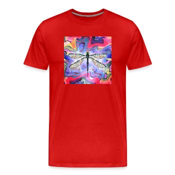 Dragonfly - Men's Premium Organic T-Shirt - red - Front - Damien (186cm)