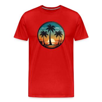 Palmiers de l’Ouest - T-shirt bio Premium Homme - rouge - Devant - Damien (186cm)