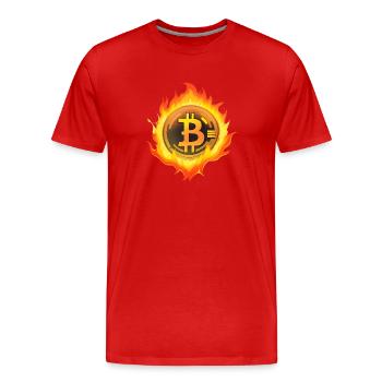 Bitcoin on Fire Crypto Coin Memecoin - Männer Premium Bio T-Shirt - Rot - Vorne - Damien (186cm)