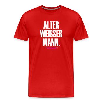 VIEIL HOMME BLANC Design - T-shirt bio Premium Homme - rouge - Devant - Damien (186cm)