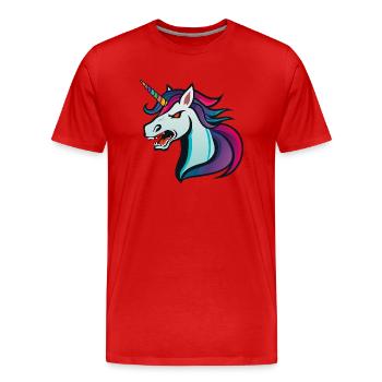 Unicorn Evil - Men's Premium Organic T-Shirt - red - Front - Damien (186cm)