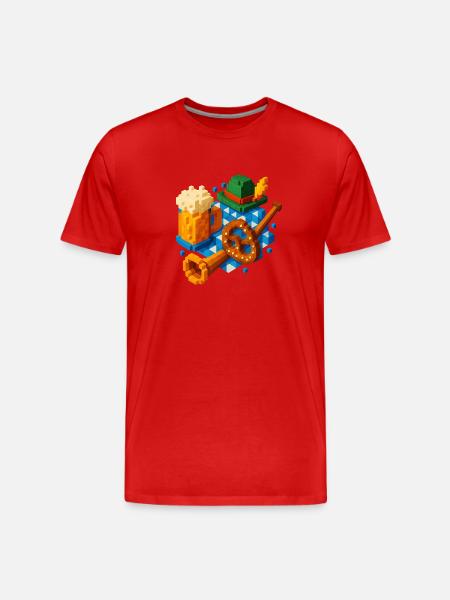 voxel prezel - Männer Premium Bio T-Shirt - Rot