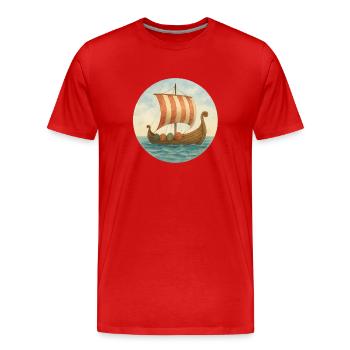 wikinger schiff - Männer Premium Bio T-Shirt - Rot - Vorne - Damien (186cm)