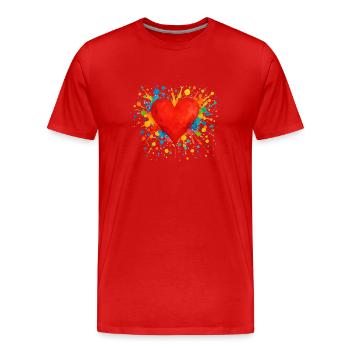 herz klecks - Männer Premium Bio T-Shirt - Rot - Vorne - Damien (186cm)