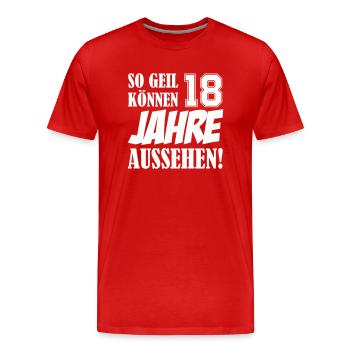 18 jahre - Männer Premium Bio T-Shirt - Rot - Vorne - Damien (186cm)