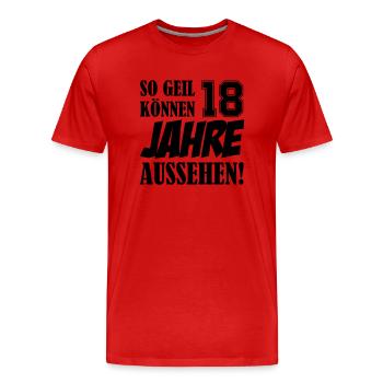 18 jahre - Männer Premium Bio T-Shirt - Rot - Vorne - Damien (186cm)