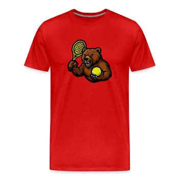 baer tennis comic - Männer Premium Bio T-Shirt - Rot - Vorne - Damien (186cm)