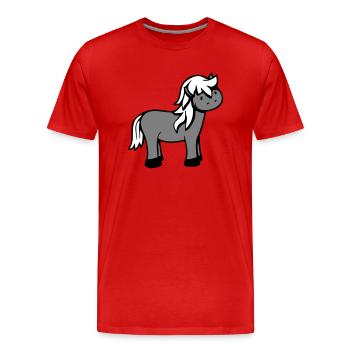 cheval mignon poney poulain cheval fille mignon bande dessinée - T-shirt bio Premium Homme - rouge - Devant - Damien (186cm)
