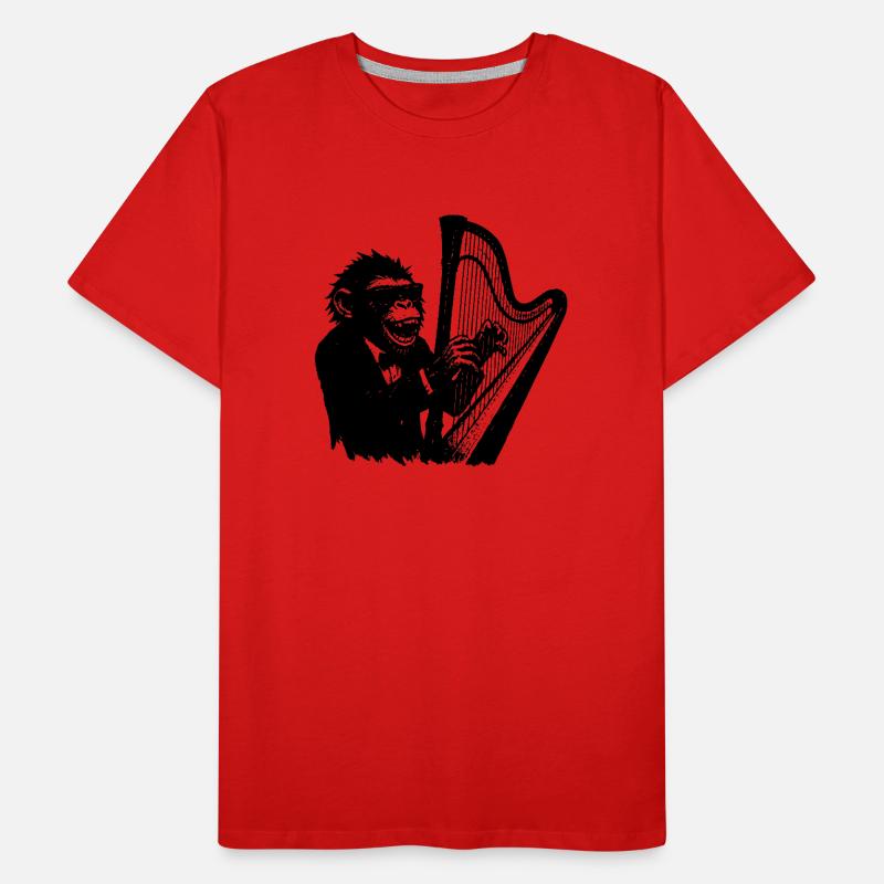 Affe an de Harfe Männer Premium Bio T-Shirt