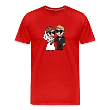Bande dessinée de couple de mariée et de femme - T-shirt bio Premium Homme - rouge - Devant - Damien (186cm)